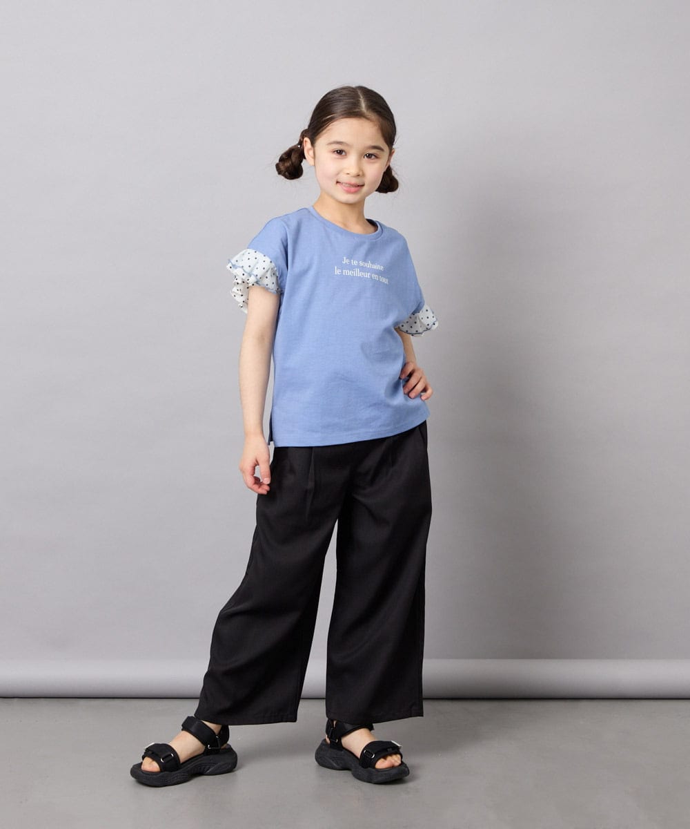 KJKGD01015 a.v.v KIDS(アー・ヴェ・ヴェ) [110-160]【WEB限定】ドットチュール袖Tシャツ ブルー
