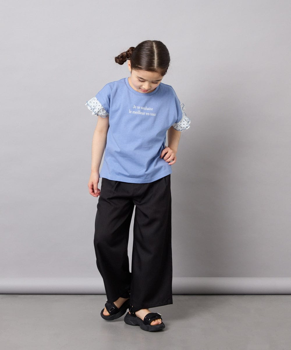 KJKGD01015 a.v.v KIDS(アー・ヴェ・ヴェ) [110-160]【WEB限定】ドットチュール袖Tシャツ ブルー