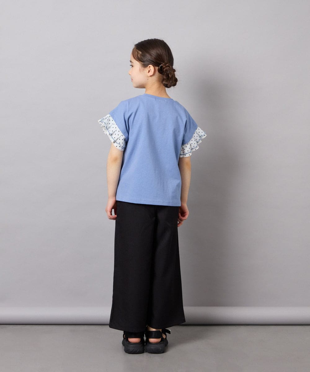 KJKGD01015 a.v.v KIDS(アー・ヴェ・ヴェ) [110-160]【WEB限定】ドットチュール袖Tシャツ ブルー