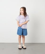 KJKGD01015 a.v.v KIDS(アー・ヴェ・ヴェ) [110-160]【WEB限定】ドットチュール袖Tシャツ ラベンダー