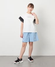 KJKGD01015 a.v.v KIDS(アー・ヴェ・ヴェ) [110-160]【WEB限定】ドットチュール袖Tシャツ ホワイト