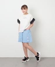 KJKGD01015 a.v.v KIDS(アー・ヴェ・ヴェ) [110-160]【WEB限定】ドットチュール袖Tシャツ ホワイト