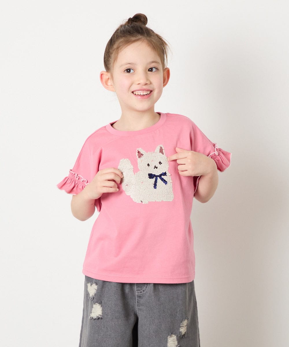 KJKGD04021 a.v.v KIDS(アー・ヴェ・ヴェ) [110-150]【接触冷感/綿100％】モチーフアソートTシャツ ピンク