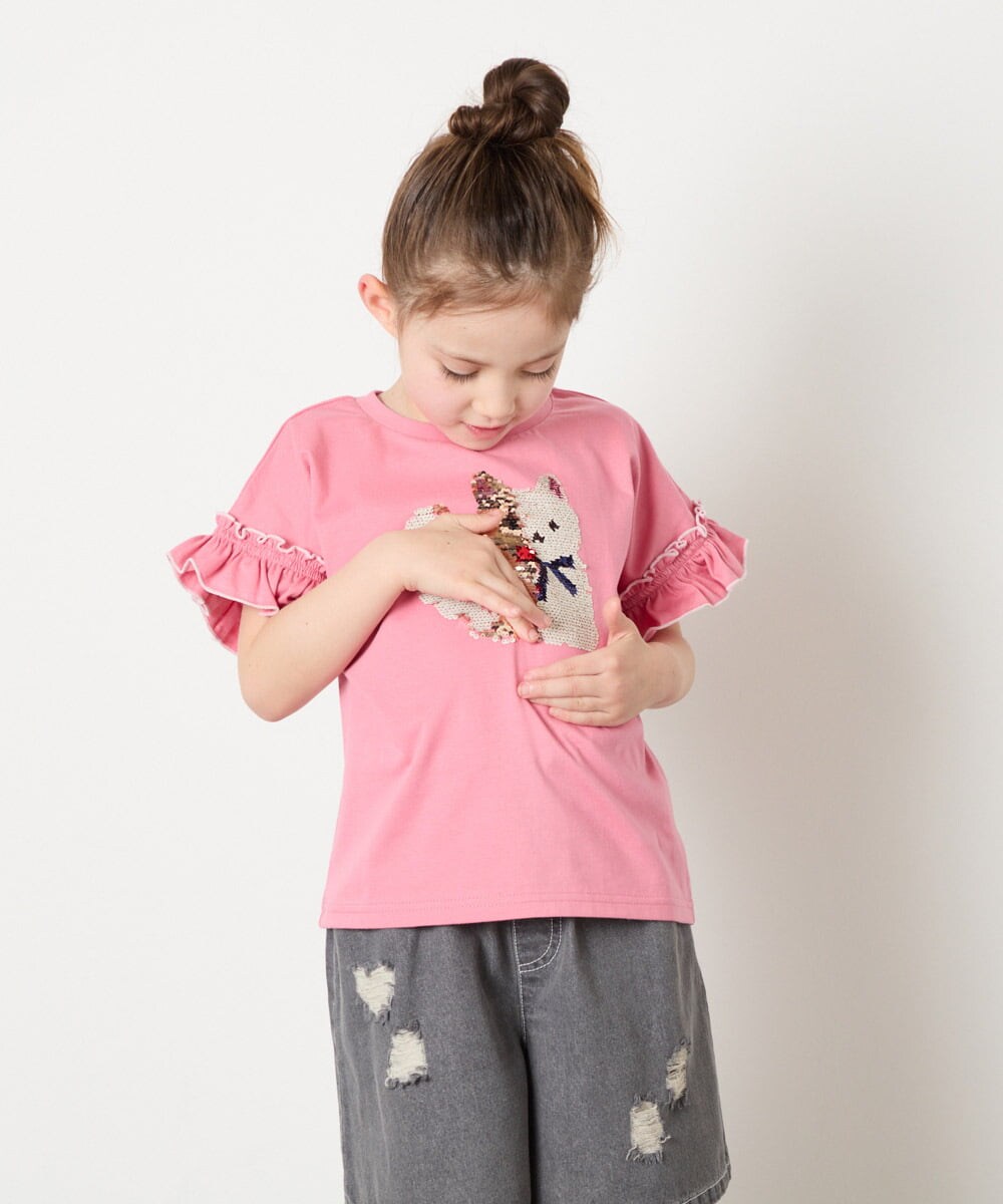 KJKGD04021 a.v.v KIDS(アー・ヴェ・ヴェ) [110-150]【接触冷感/綿100％】モチーフアソートTシャツ ピンク
