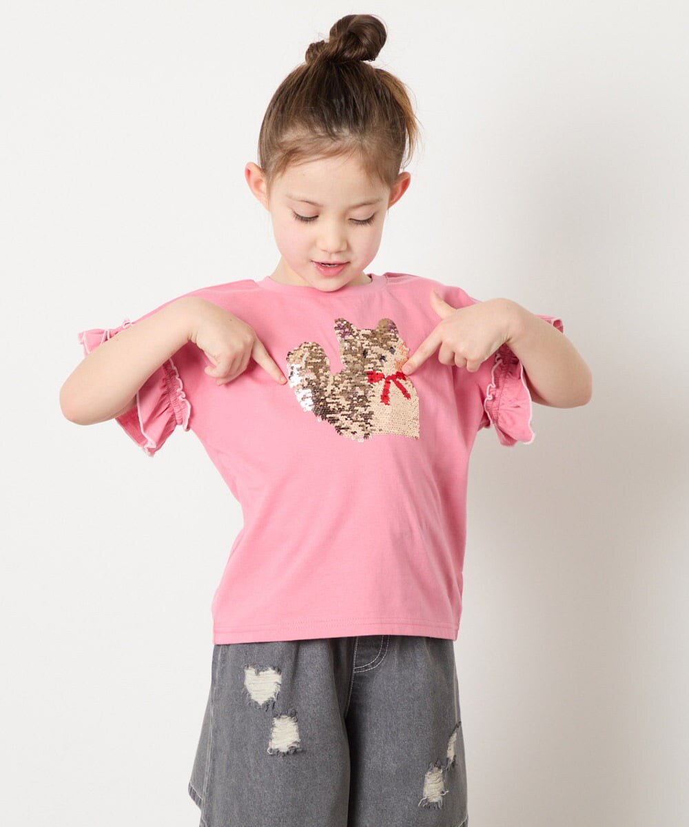 KJKGD04021 a.v.v KIDS(アー・ヴェ・ヴェ) [110-150]【接触冷感/綿100％】モチーフアソートTシャツ ピンク