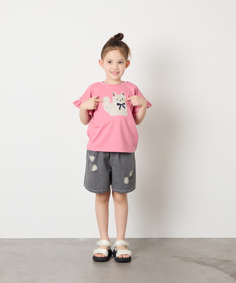 KJKGD04021 a.v.v KIDS(アー・ヴェ・ヴェ) [110-150]【接触冷感/綿100％】モチーフアソートTシャツ ピンク