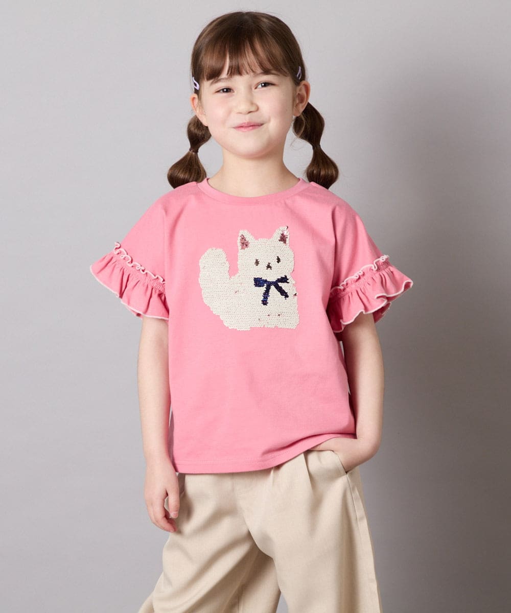 KJKGD04021 a.v.v KIDS(アー・ヴェ・ヴェ) [110-150]【接触冷感/綿100％】モチーフアソートTシャツ ピンク