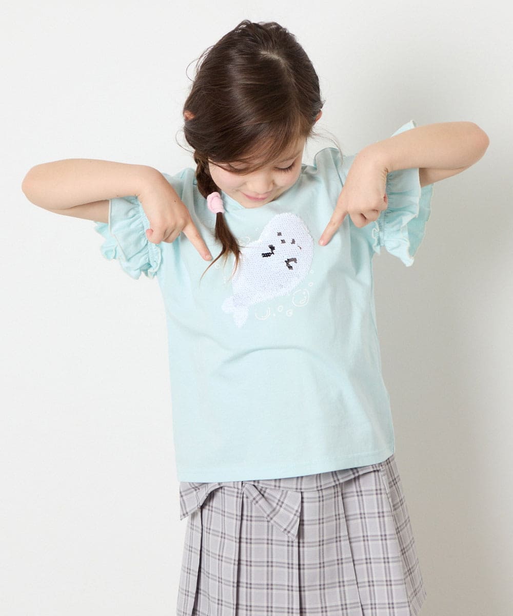 KJKGD04021 a.v.v KIDS(アー・ヴェ・ヴェ) [110-150]【接触冷感/綿100％】モチーフアソートTシャツ ライトブルー