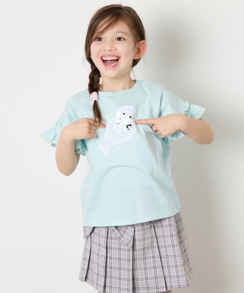 KJKGD04021 a.v.v KIDS(アー・ヴェ・ヴェ) [110-150]【接触冷感/綿100％】モチーフアソートTシャツ ライトブルー