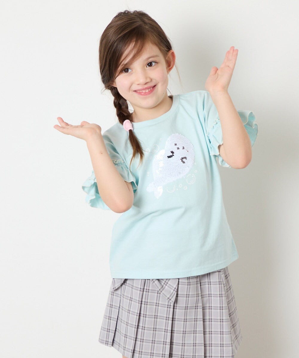 KJKGD04021 a.v.v KIDS(アー・ヴェ・ヴェ) [110-150]【接触冷感/綿100％】モチーフアソートTシャツ ライトブルー
