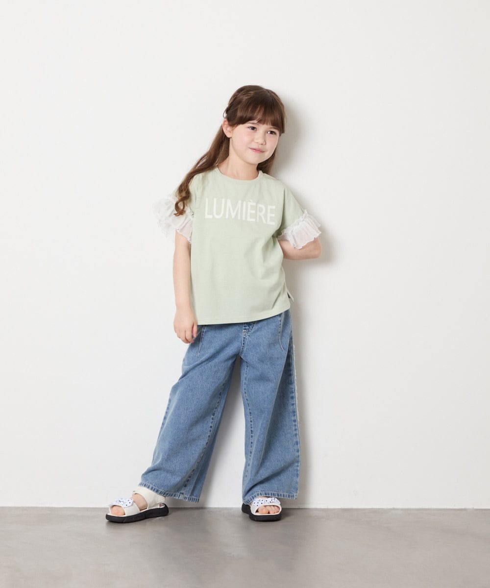 KJKGD05021 a.v.v KIDS(アー・ヴェ・ヴェ) [120-160]【接触冷感/毛玉になりにくい/綿100％】ヨウリュウシアースリーブTシャツ グリーン