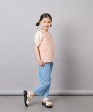 KJKGD42015 a.v.v KIDS(アー・ヴェ・ヴェ) [110-160]【WEB限定】シアーギンガムスリーブTシャツ オレンジ