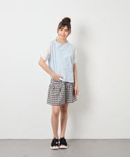 KJKGD42015 a.v.v KIDS(アー・ヴェ・ヴェ) [110-160]【WEB限定】シアーギンガムスリーブTシャツ ライトブルー