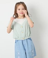 KJKGD55035 a.v.v KIDS(アー・ヴェ・ヴェ) [120-160]【毛玉になりにくい/綿100％】オフショルドッキングTシャツ グリーン