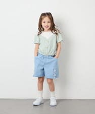KJKGD55035 a.v.v KIDS(アー・ヴェ・ヴェ) [120-160]【毛玉になりにくい/綿100％】オフショルドッキングTシャツ グリーン