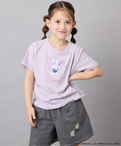 KJKGD61039 a.v.v KIDS [110-140]【数量限定】[シナモロール＆クロミ]スパンコールTシャツ