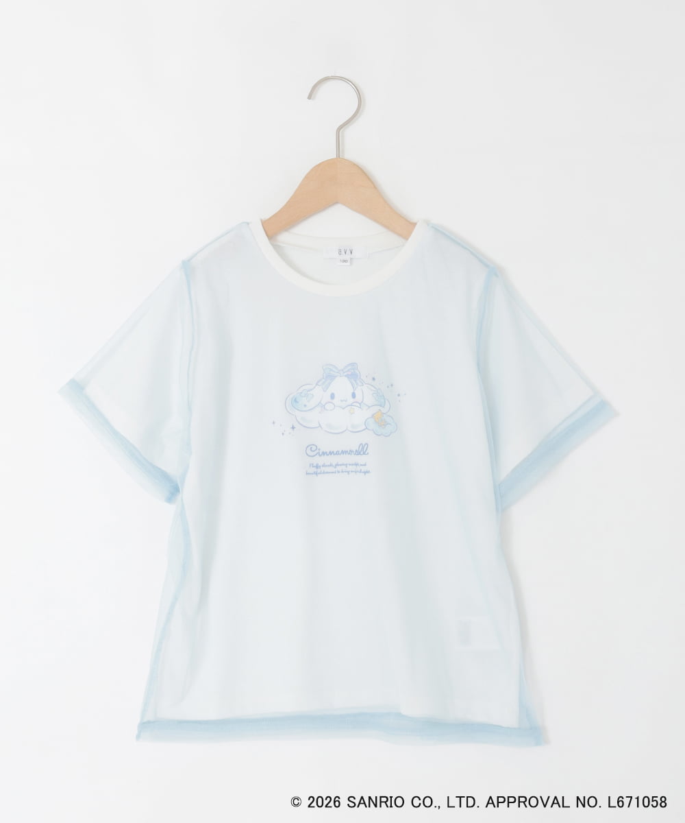 KJKGD62044 a.v.v KIDS(アー・ヴェ・ヴェ) [120-150]【数量限定】[シナモロール＆クロミ]オーバーチュールTシャツ ホワイト