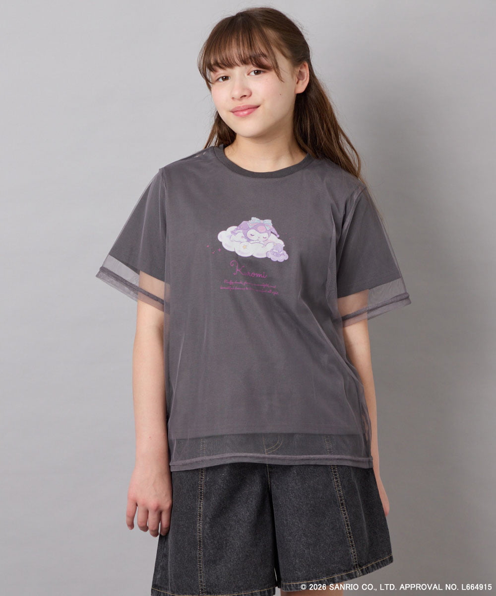 KJKGD62044 a.v.v KIDS(アー・ヴェ・ヴェ) [120-150]【数量限定】[シナモロール＆クロミ]オーバーチュールTシャツ ダークグレー