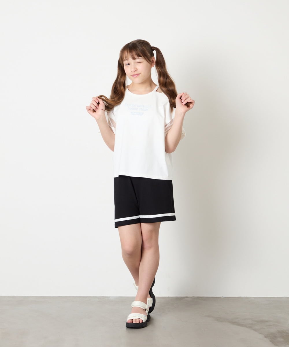 KJKGD65035 a.v.v KIDS(アー・ヴェ・ヴェ) [120-160]アシメ肩シアーTシャツ ホワイト