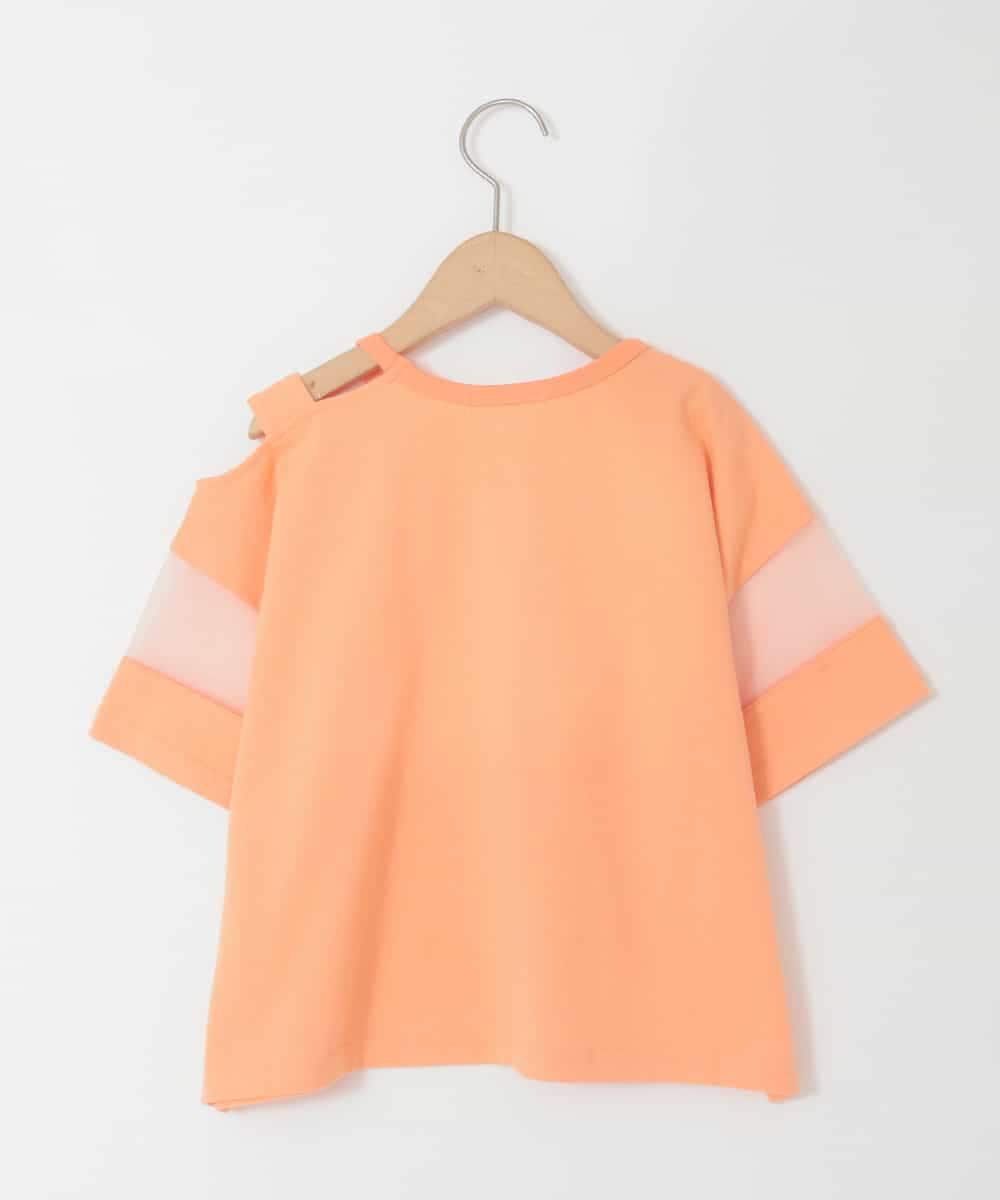 KJKGD65035 a.v.v KIDS(アー・ヴェ・ヴェ) [120-160]アシメ肩シアーTシャツ オレンジ