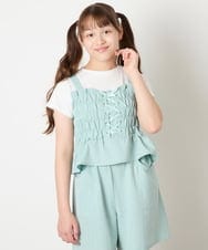 KJKGD68039 a.v.v KIDS(アー・ヴェ・ヴェ) [120-160]【セットアップ可能】裾フリルドッキングトップス グリーン