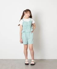 KJKGD68039 a.v.v KIDS(アー・ヴェ・ヴェ) [120-160]【セットアップ可能】裾フリルドッキングトップス グリーン