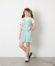 KJKGD68039 a.v.v KIDS(アー・ヴェ・ヴェ) [120-160]【セットアップ可能】裾フリルドッキングトップス グリーン
