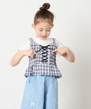 KJKGD68039 a.v.v KIDS(アー・ヴェ・ヴェ) [120-160]【セットアップ可能】裾フリルドッキングトップス ネイビー