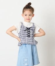KJKGD68039 a.v.v KIDS(アー・ヴェ・ヴェ) [120-160]【セットアップ可能】裾フリルドッキングトップス ネイビー