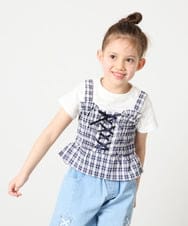 KJKGD68039 a.v.v KIDS(アー・ヴェ・ヴェ) [120-160]【セットアップ可能】裾フリルドッキングトップス ネイビー