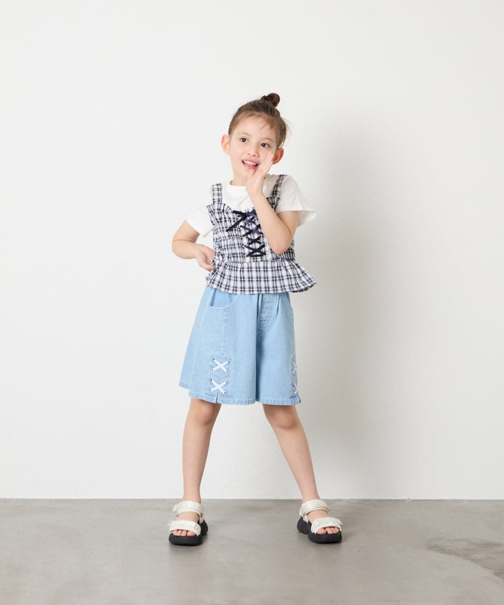 KJKGD68039 a.v.v KIDS(アー・ヴェ・ヴェ) [120-160]【セットアップ可能】裾フリルドッキングトップス ネイビー