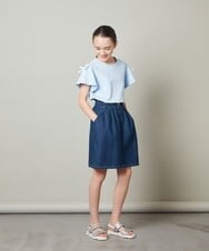 KJKGS02016 a.v.v KIDS(アー・ヴェ・ヴェ) [100-130]レースアップリボンスリーブＴシャツ ホワイト