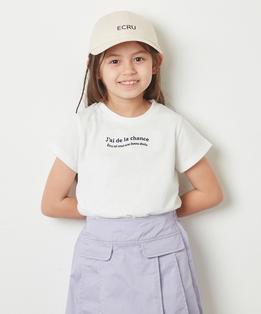 KJKGS06019 a.v.v KIDS(アー・ヴェ・ヴェ) [100-130]ロゴ刺繍Ｔシャツ ホワイト