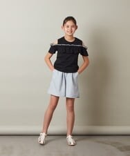 KJKGT05024 a.v.v KIDS(アー・ヴェ・ヴェ) [140-150]フリルオフショルＴシャツ ライトブルー