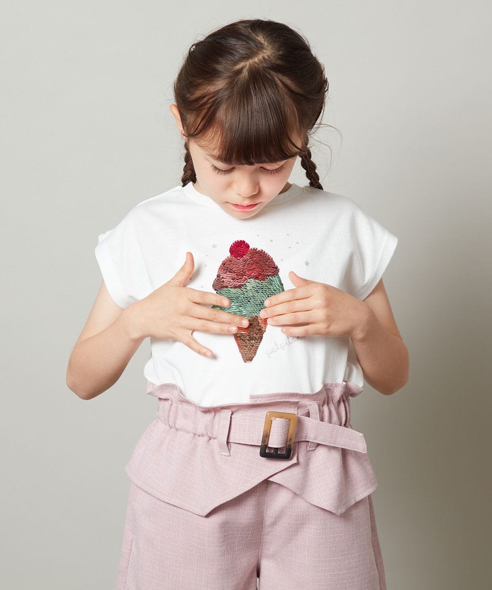 KJKGT07024 a.v.v KIDS(アー・ヴェ・ヴェ) [140-150]トゥインクルスパンコールアソートＴシャツ ネイビー