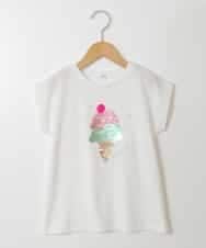 KJKGT07024 a.v.v KIDS(アー・ヴェ・ヴェ) [140-150]トゥインクルスパンコールアソートＴシャツ ホワイト