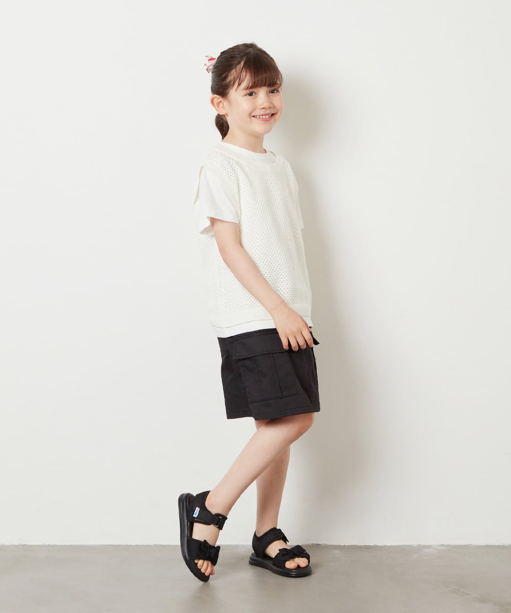 KJKGV01039 a.v.v KIDS(アー・ヴェ・ヴェ) [100-130]【2点セット】メッシュ編みニットベストセット ホワイト