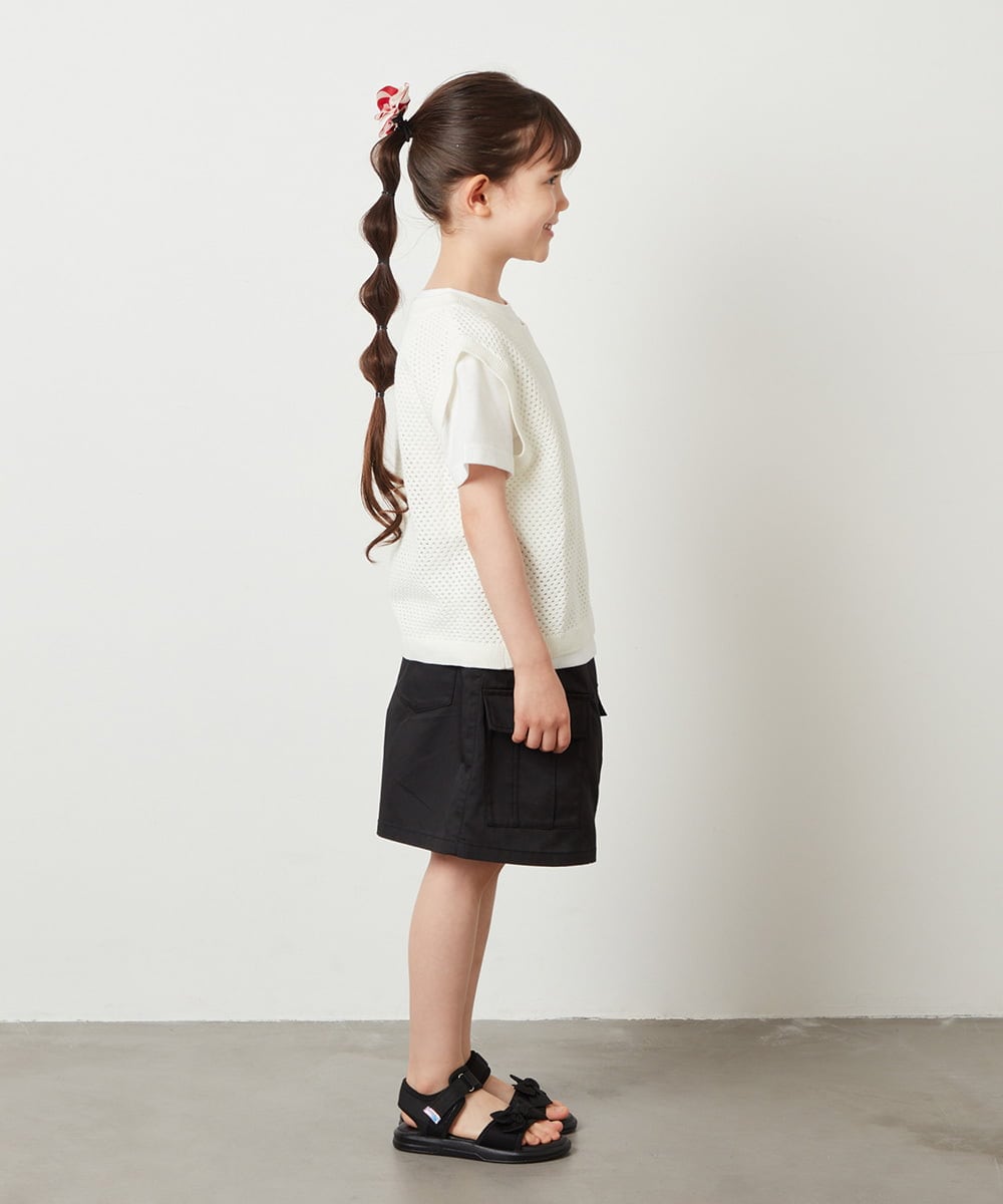 KJKGV01039 a.v.v KIDS(アー・ヴェ・ヴェ) [100-130]【2点セット】メッシュ編みニットベストセット ホワイト