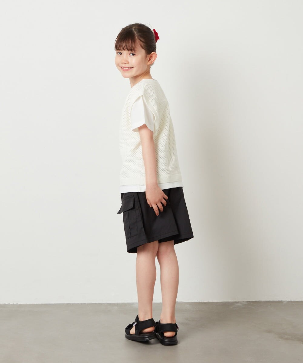 KJKGV01039 a.v.v KIDS(アー・ヴェ・ヴェ) [100-130]【2点セット】メッシュ編みニットベストセット ホワイト