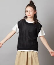 KJKGV01039 a.v.v KIDS(アー・ヴェ・ヴェ) [100-130]【2点セット】メッシュ編みニットベストセット ホワイト