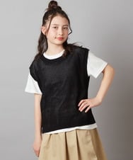 KJKGV01039 a.v.v KIDS(アー・ヴェ・ヴェ) [100-130]【2点セット】メッシュ編みニットベストセット ホワイト