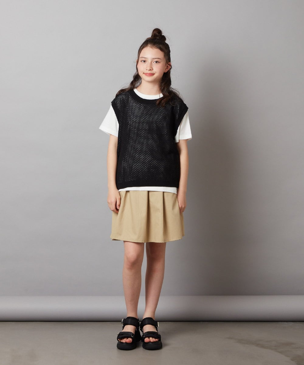 KJKGV01039 a.v.v KIDS(アー・ヴェ・ヴェ) [100-130]【2点セット】メッシュ編みニットベストセット ホワイト