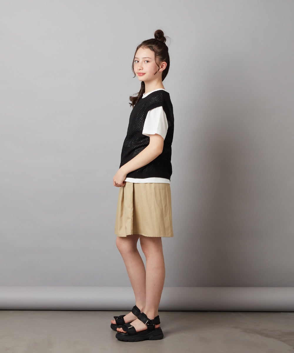 KJKGV01039 a.v.v KIDS(アー・ヴェ・ヴェ) [100-130]【2点セット】メッシュ編みニットベストセット ホワイト