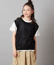 KJKGV01039 a.v.v KIDS(アー・ヴェ・ヴェ) [100-130]【2点セット】メッシュ編みニットベストセット ブラック