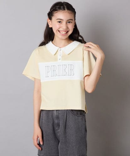KJKHA25034 a.v.v KIDS 【接触冷感/ジメジメ対策】[130-160]えり付き切替ロゴTシャツ
