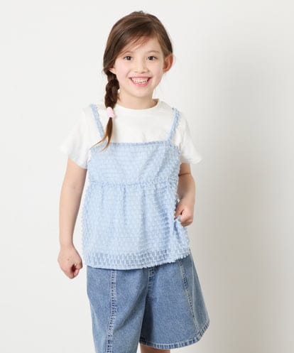 KJKHD64039 a.v.v KIDS [130-160]シアージャカードキャミドッキングトップス