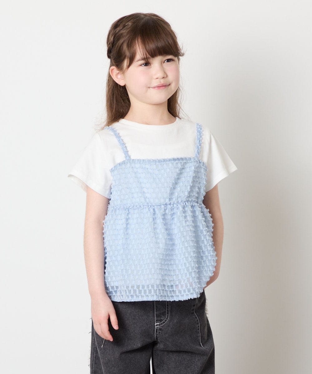 KJKHD64039 a.v.v KIDS(アー・ヴェ・ヴェ) [130-160]シアージャカードキャミドッキングトップス ライトブルー