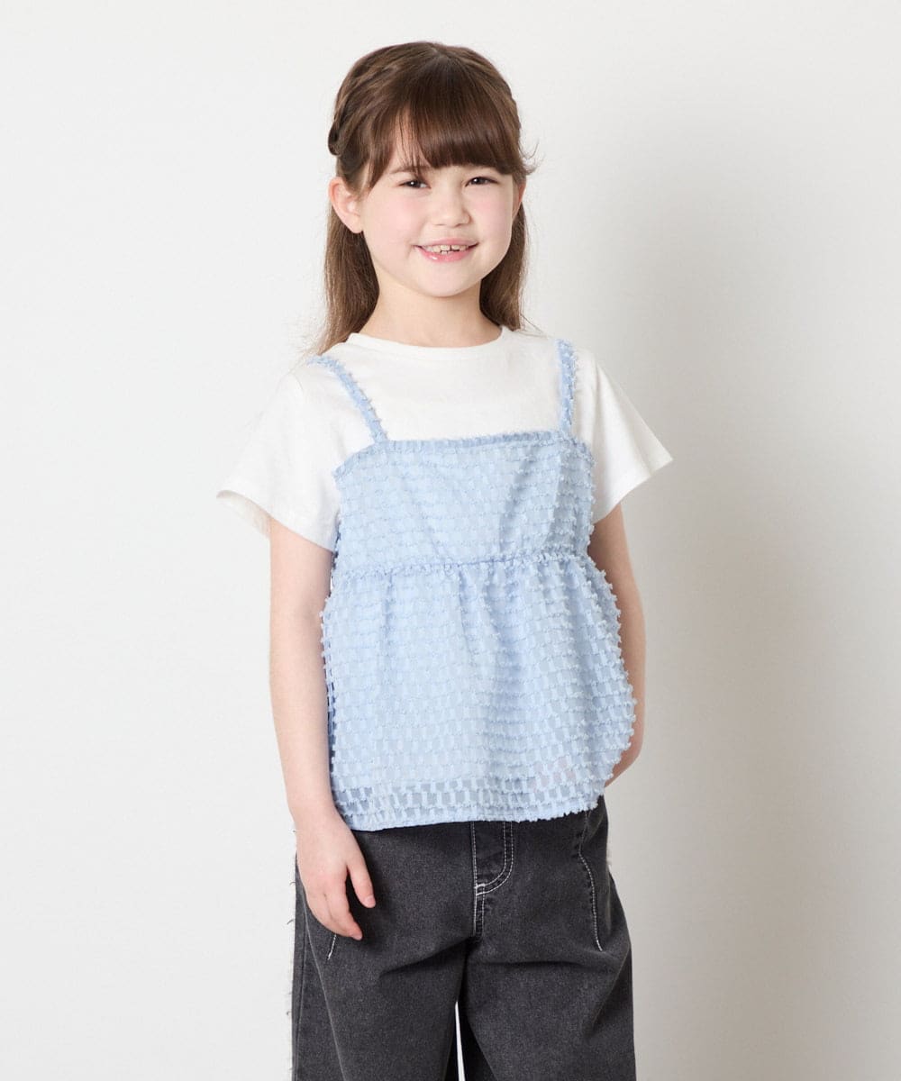 KJKHD64039 a.v.v KIDS(アー・ヴェ・ヴェ) [130-160]シアージャカードキャミドッキングトップス ライトブルー