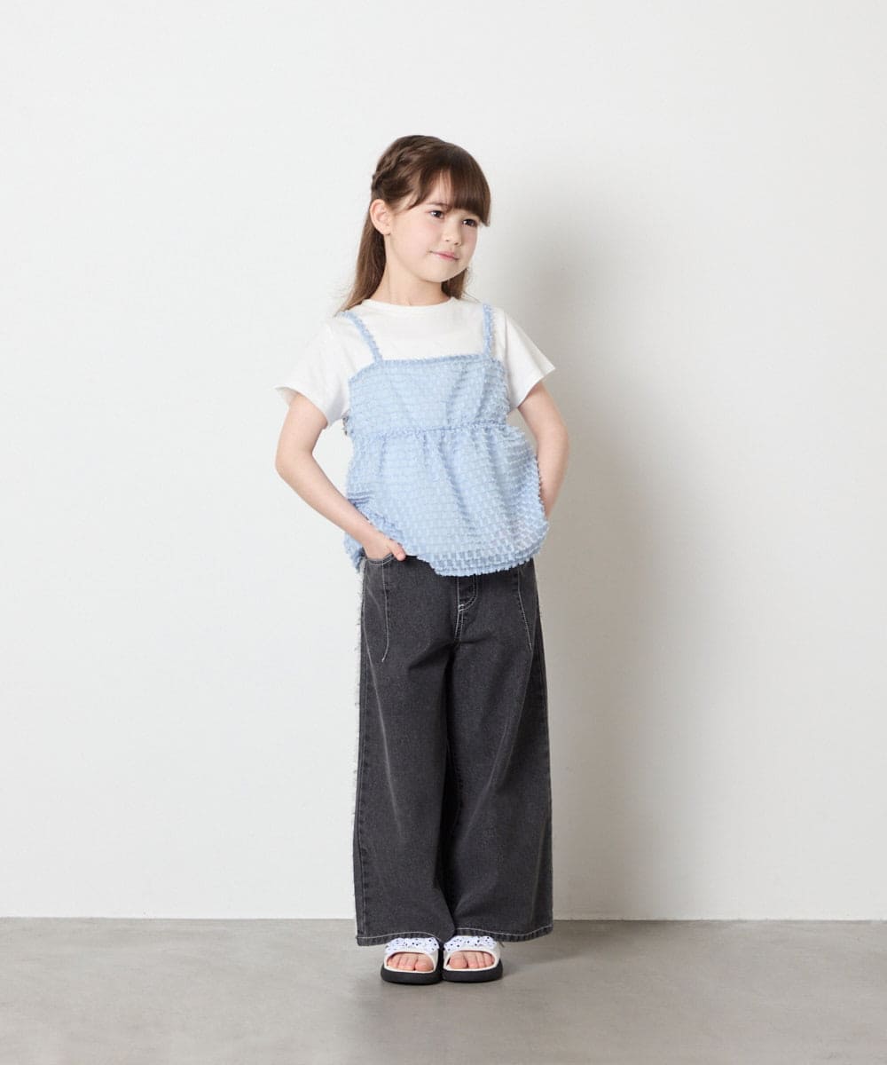 KJKHD64039 a.v.v KIDS(アー・ヴェ・ヴェ) [130-160]シアージャカードキャミドッキングトップス ライトブルー