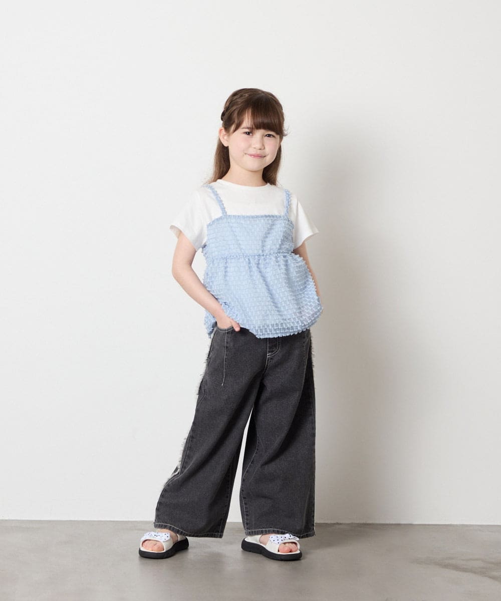 KJKHD64039 a.v.v KIDS(アー・ヴェ・ヴェ) [130-160]シアージャカードキャミドッキングトップス ライトブルー